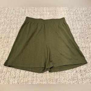 Fransa Green Cotton Shorts